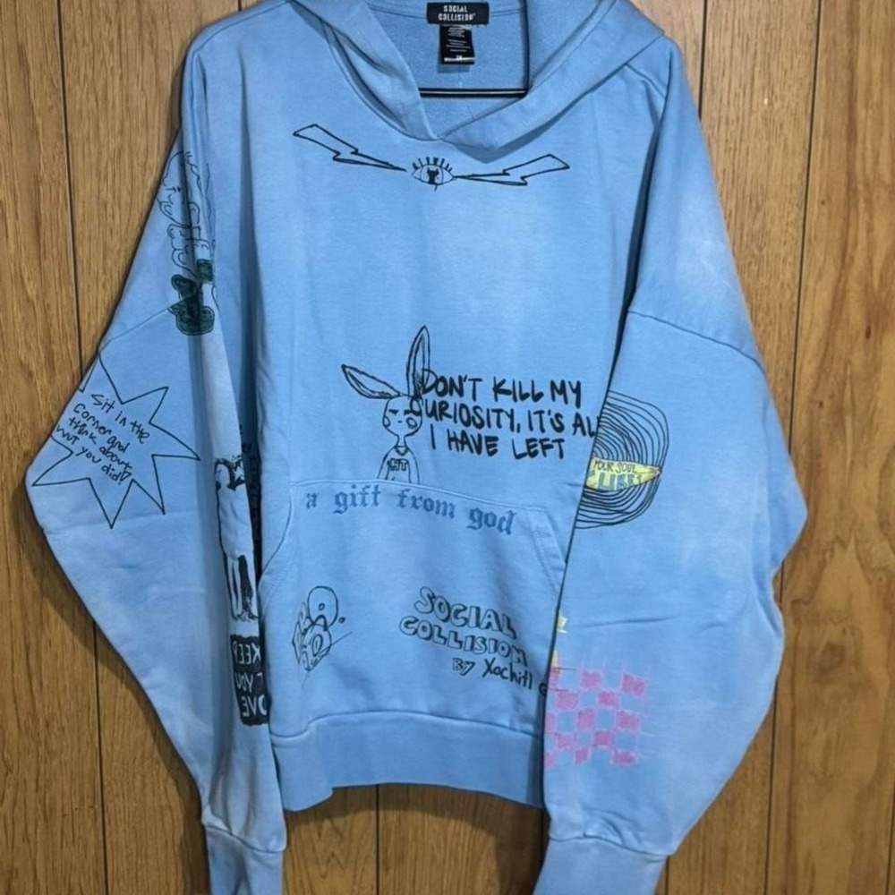 Blue and white Doodle hoodie Size 2XL NWT